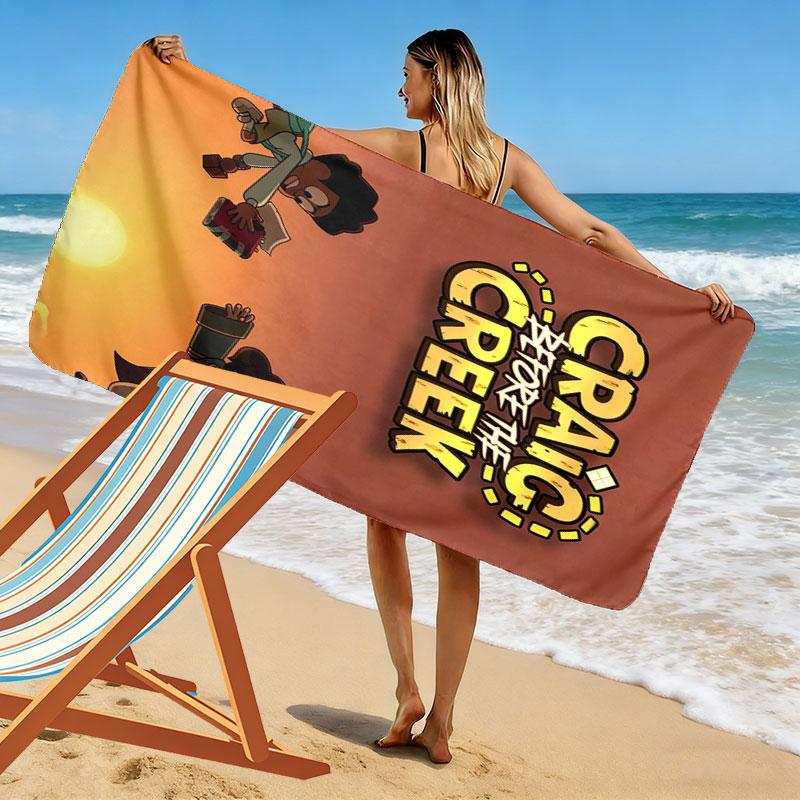 Creek Fun Print Beach Towel, Large Soft Quick Dry Towel for Beach Camping Swimming