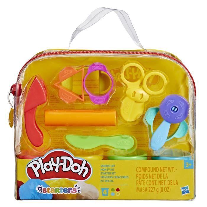 Play-Doh Mon 1er Kit, 9 accessoires avec étui de rangement et 4 pots de pâte à modeler, loisir créatif pour tout-petits, Dès 3 ans