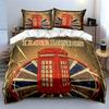 Red telephone box motif. Bedding sets Duvet cover sets Duvet covers Pillowcases(1*Duvet Cover 2*Pillowcases without duvet insert)