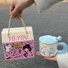 Cute Expression Mug with Lid Spoon Ceramic Cup Girls Couple Water Cup Home Children Breakfast Coffee Cup Men