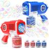 EagleStone Electric Bubble Gun Toy Set (2-Piece Set, 4 Spare Bottles of Bubble Solution, 8 Bubble Holes, LED Light, Bubble Gun Machine) - Perfect for