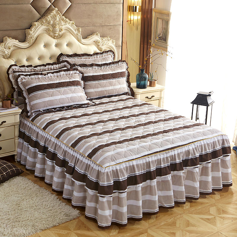 Winter Quilted Thick Bedspread Fitted Sheet Ruffles Drop Soft Bed Skirt Couple Double Mattress Pad Cover Linens 150 180x200