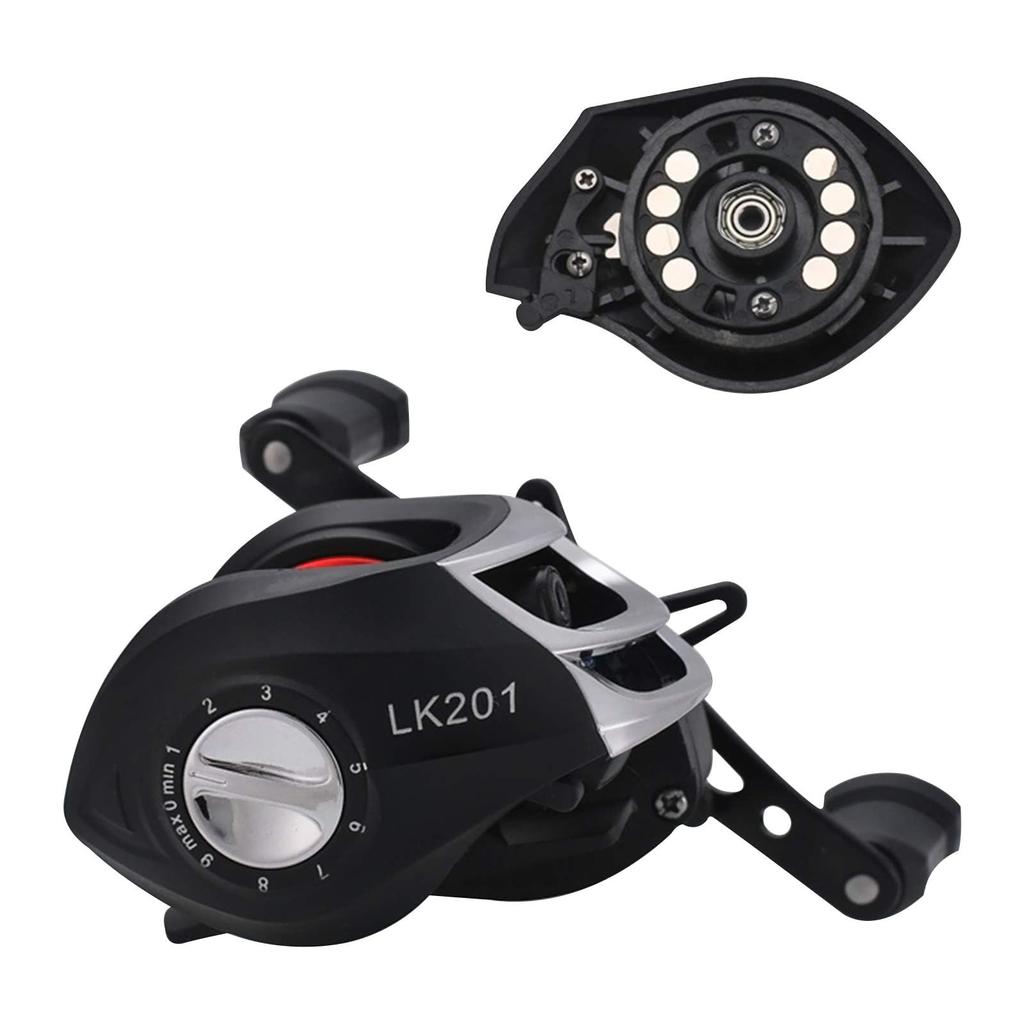 Baitcasting Reel for Salt and Freshwater Magnetic Gear Max Drag Force Bass Fishing Fishing, Brake, 7.21 Ratio, 17+1BB, 8kg, Lightweight, Left/Right