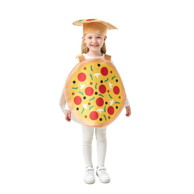 Kids Halloween Costume Set - Pizza-Themed Vest Hat Cosplay Stage Performance Unisex Comfort Fit Ages 17 Under