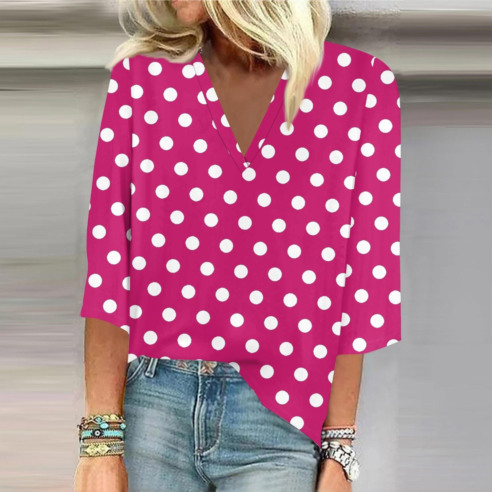 

Женская рубашка, блузка, повседневные свободные рубашки, рукава 3/4, топы с v-образным вырезом и принтом, топы с принтом, футболки, футболки XL