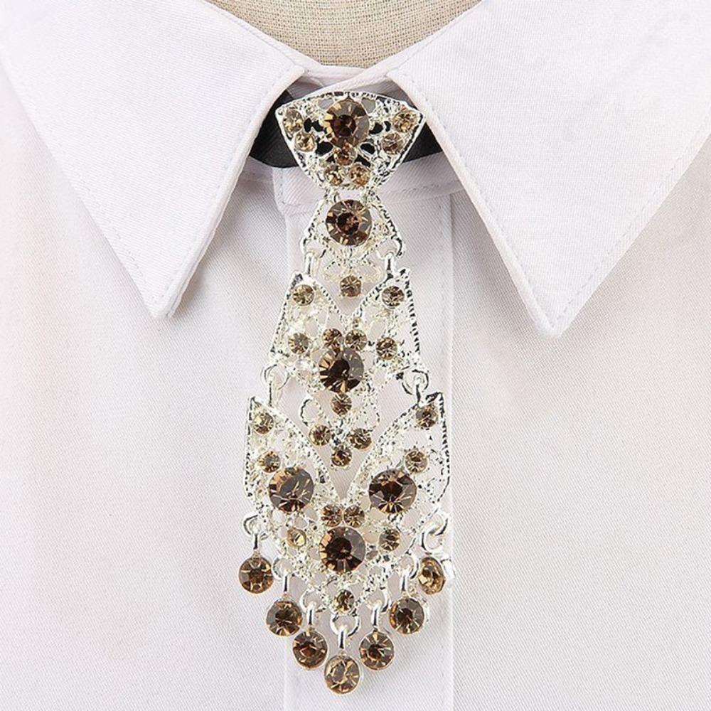 Tassel Formal Business Ties Adjustable Crystal Necktie Trendy Rhinestone Necktie  Unisex Style2