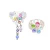 2pc Adjustable Crystal Floral Rings Dopamine Tassels Flower Finger Rings Jewelry