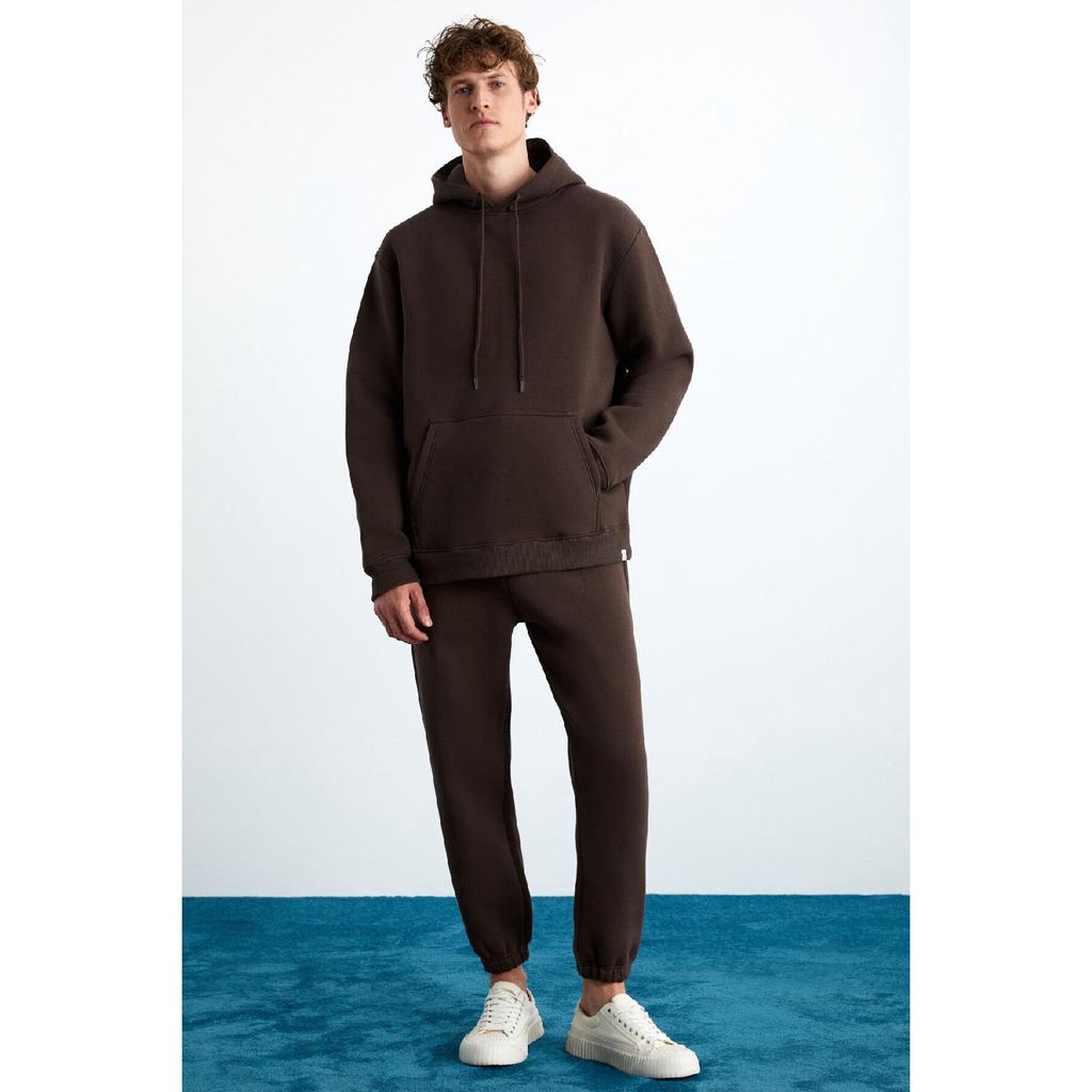 Burnham Men's Organic Fabric Fleece Inside Comfortable Cut Elasticized Jogger Black Sweatpants