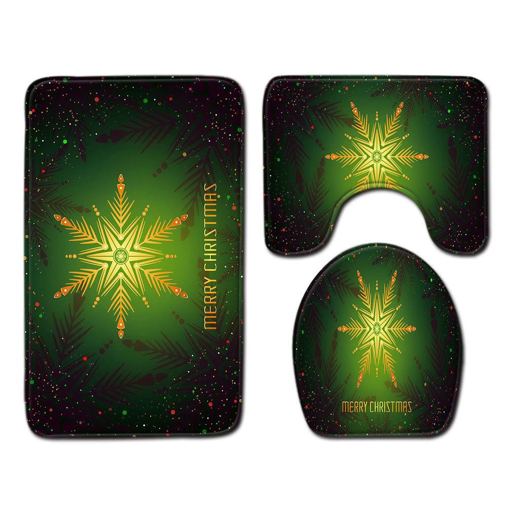 Christmas Bathroom Floor Mat Toilet Three-Piece Set
