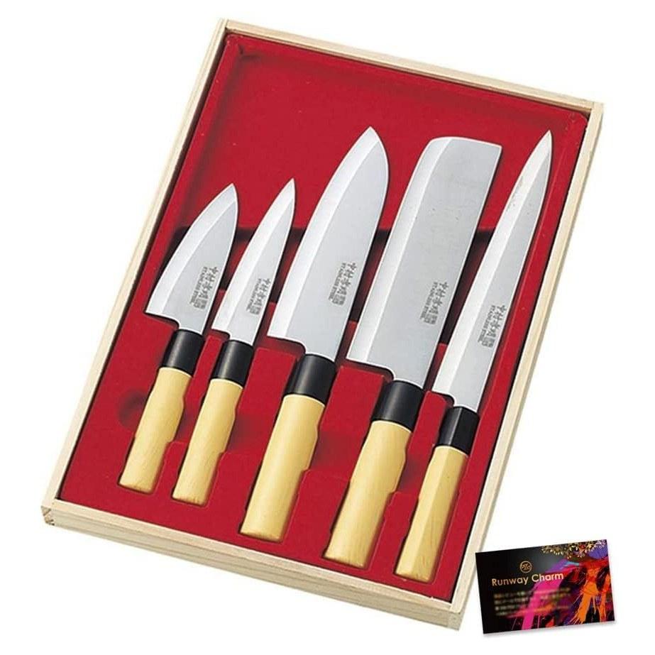 Knife Santoku Petty Long-lasting Sashimi Nakiri Universal Small Deba Set RC Sticker Included Rcsc1