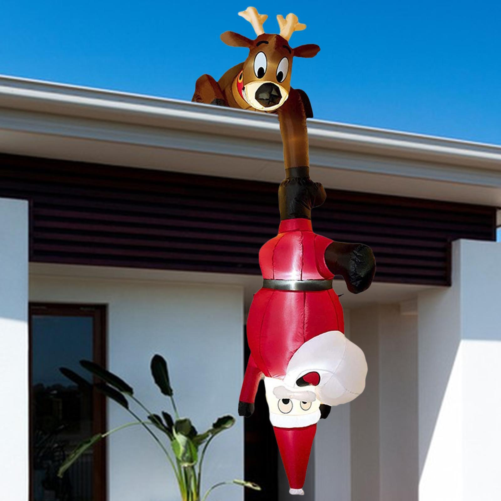 

Christmas Outdoor Inflatable Santa Hanging Decor Big Reindeer Ornament with LED Lights for Yard красный