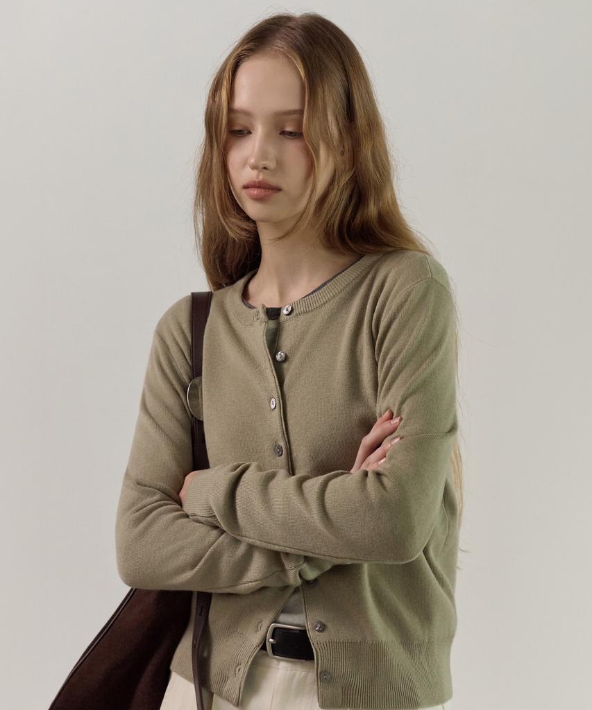 ELLIOTI Round Neck Button Cardigan_5Color