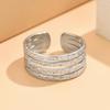 European Striped Stainless Steel Adjustable Open Ring - Simple and Versatile Jewelry Piece