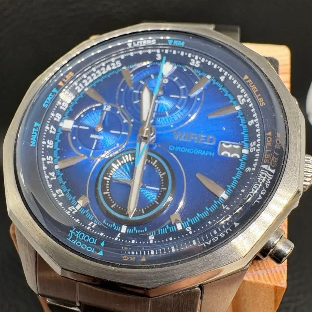 [Good condition, working item] SEIKO popular wired blue chronograph
