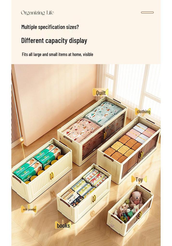 70-90cm No-Install Folding Storage Cabinet for Home, Living Room, Bedroom, Multi-layer Wardrobe, Sundries Organizer.