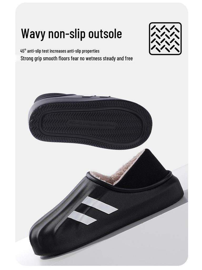 EVA Waterproof Non-slip Cotton Slippers 2025 - Winter Deodorant Plush Heel-Covering Shoes for Men & Women, Thick Sole for Outdoor Use