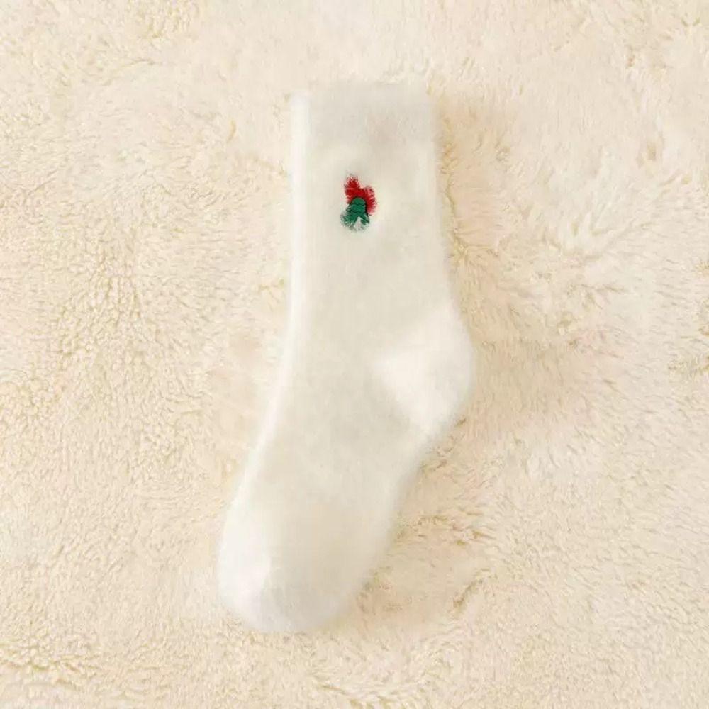 Imitation Mink Fleece Fuzzy Crew Socks Plush Fluffy Winter Socks Indoor Slipper Socks  Home Indoor