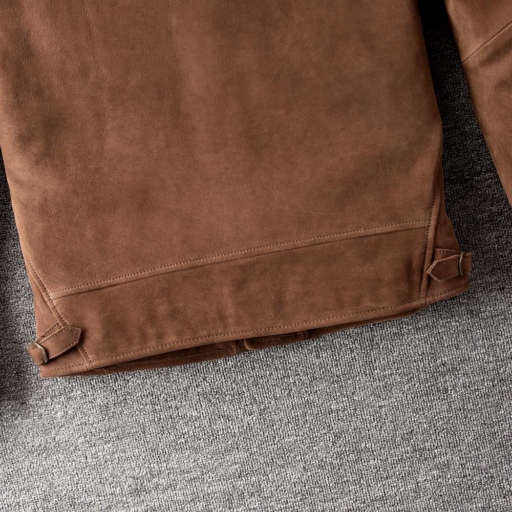 Brown Uncoated Natural Cow Leather Jackets Men Genuine Cowhide Leather Einstein Coat Slim Fit Jacket Man Business Clothes Autumn