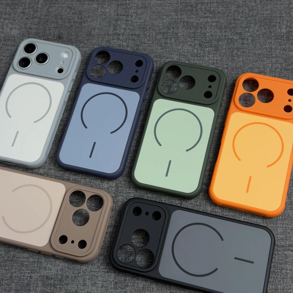 Personalized Contrasting Color, Skin-feeling Magnetic Attraction, Suitable for Apple 16/17Promax Mobile Phone Case IP15 Fine Hole 14/13 Anti-drop 12