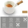 0.6qt Mini Enamel Milk Pot Insulated Wooden Handle 2 Pour Spouts Small Food Warmer Cute Saucepan D015White