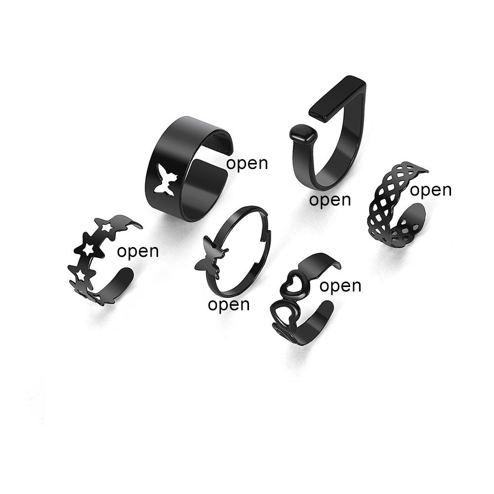 

Набор черных полых колец-бабочек, модное регулируемое кольцо на указательный палец, винтажные украшения чёрный