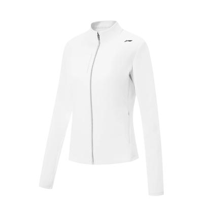 Jaqueta Casual Versátil de Cor Sólida com Zíper e Gola Alta Li Ning para Mulheres Jackets AWDVF66-4