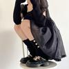Style Buttons Stripe Lolita Wool Boots Women Leg Warmers Knitted Foot Cover Long Socks Cover