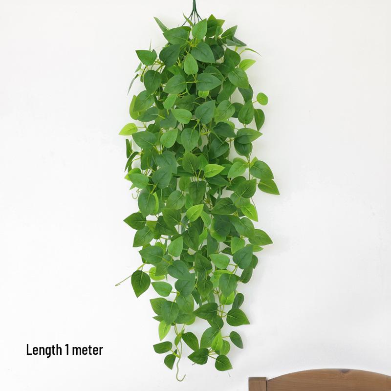 Pothos Wall Hanging Decoration: Trailing Artificial Vines & Spider Plant Basket for Indoor Use