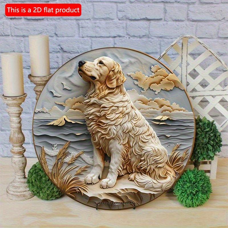 2d Flat 20*20cm Round Wooden Dog Gift Themed Sign Plates for Home, Yard, Club, Bar, Office Wall Decor, Decorative Wall Poster