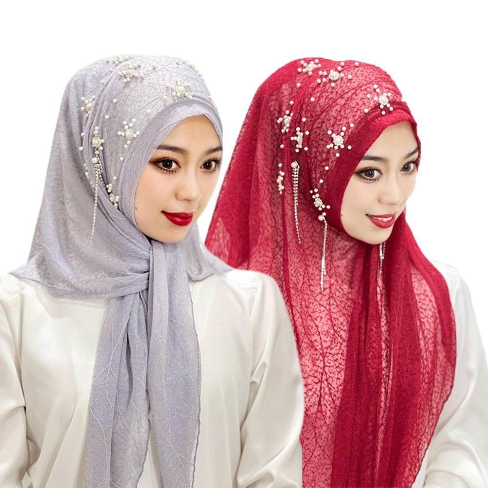 Ochrana Muslimský šátek na hlavu Pokrývka hlavy Muslimský spodní šátek Střapcový šátek Klobouk na hlavu Korálek Květina Šál