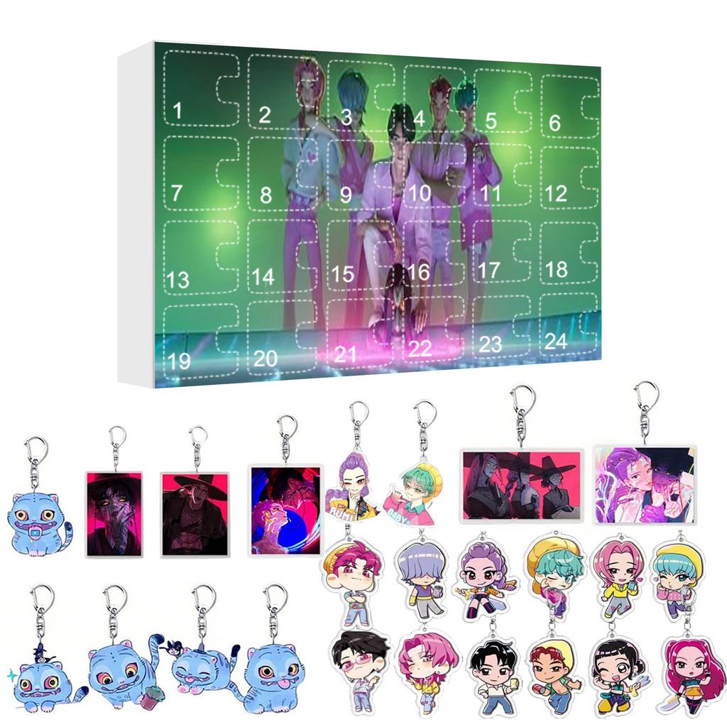 KPOP Hexenjagd Adventskalender Blind Box Rucksack Flacher Acryl-Schlüsselanhänger Anhänger