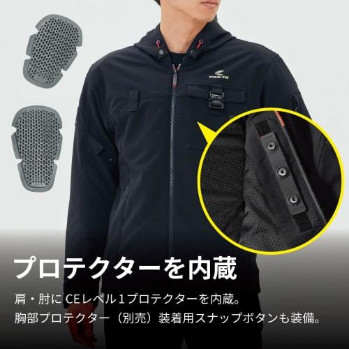 RS TAICHI Bike Wear Riding Jacket Spring/Summer Breathable Quick Dry Water Repellent Stretch Built-in CE Protector Hood Can Be Fixed Quick Dry Parka R