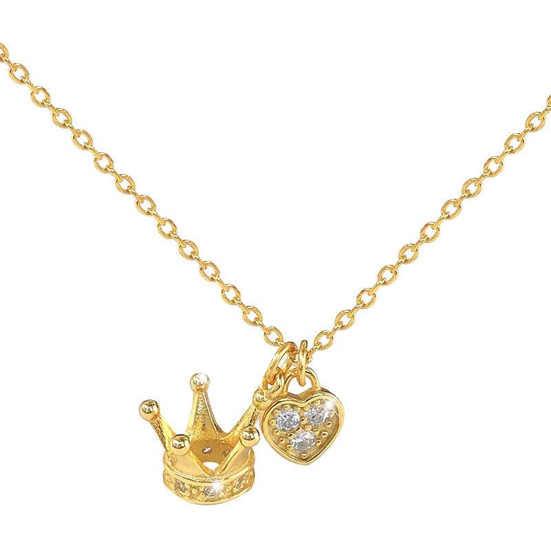 Queen's Crown Love Heart Inlay Diamond Light Luxury Diamond Inlay Niche Design Collarbone Chain Temperament Versatile