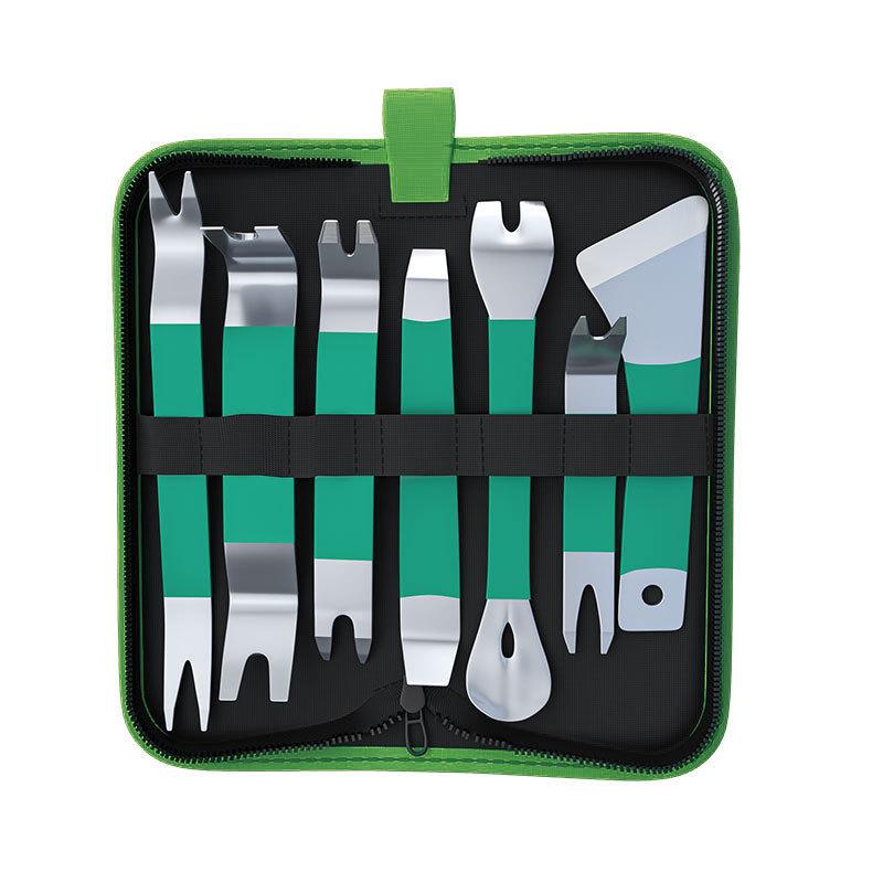 Stainless Steel 7 Piece Automotive Pry Tool Set for Car Door Panel Audio Dashboard and Skid Plate Removal with Polished Edges