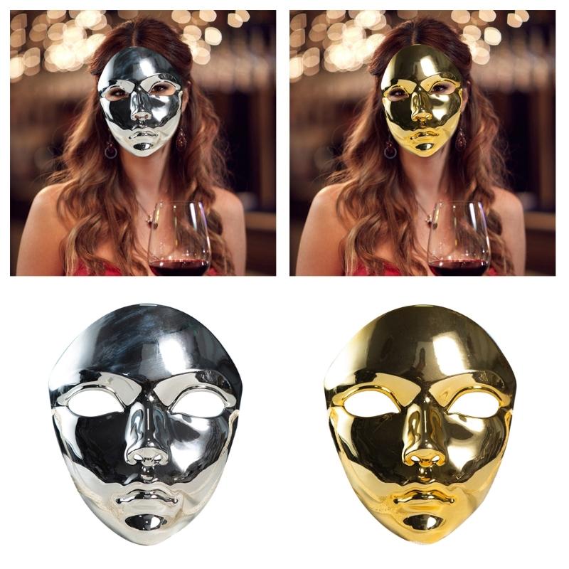 Masquerade Mask Metallic Color Mask Halloween Mask Full Face Mask For Women Men Cosplay Masquerade Costume Accessories