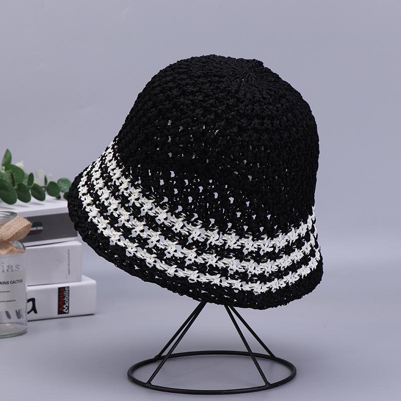 Women's Bucket Hat Summer Breathable Sun Shading Knitted Hat Outdoor Travel Basin Hat