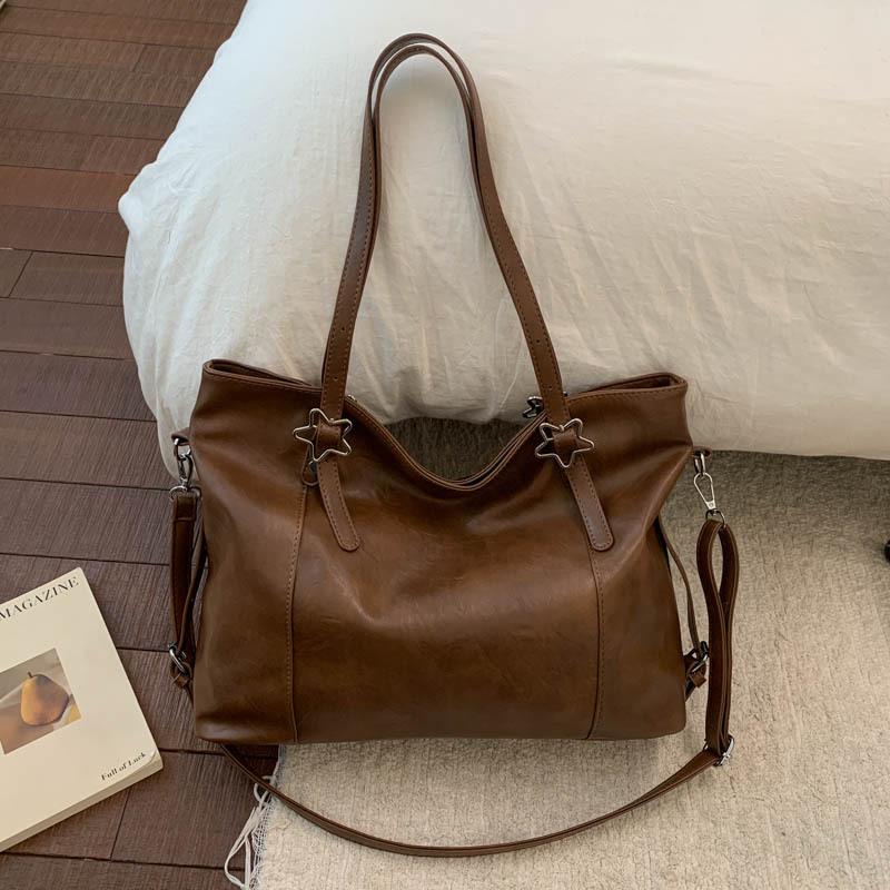 Niche large-capacity commuter tote bag autumn new lazy style simple texture casual shoulder bag