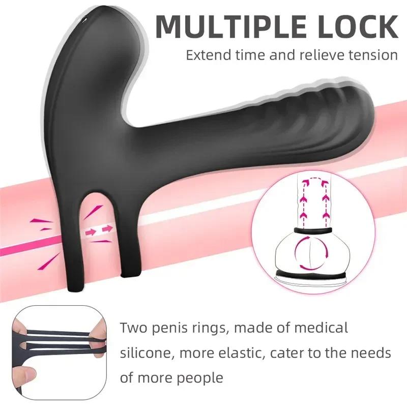 Couple Remote Control G Spot Vibrator Penis Vibrating Lock Fine Ring Massage Delayed Ejaculation Ring Penis Rings Sex Toys for Couples