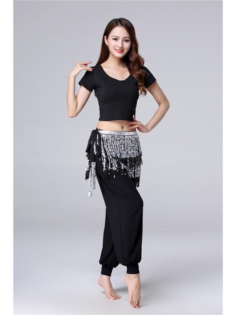 Halloween Belly Dance Costume with Sequin Tassels and Hip Scarf Waist Chain
