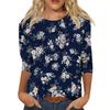 Women's Casual Floral Print Three Quarter Sleeve Crew Neck Top Lightweight Soft Fabric Comfortable Fit Daily Wear
