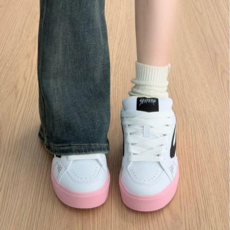 Herbst weißes Pulver Spleißen Katze Brot Schuhe Damen Retro Nische Design Skateboard Schuhe Plateau Rutschfeste Sneaker