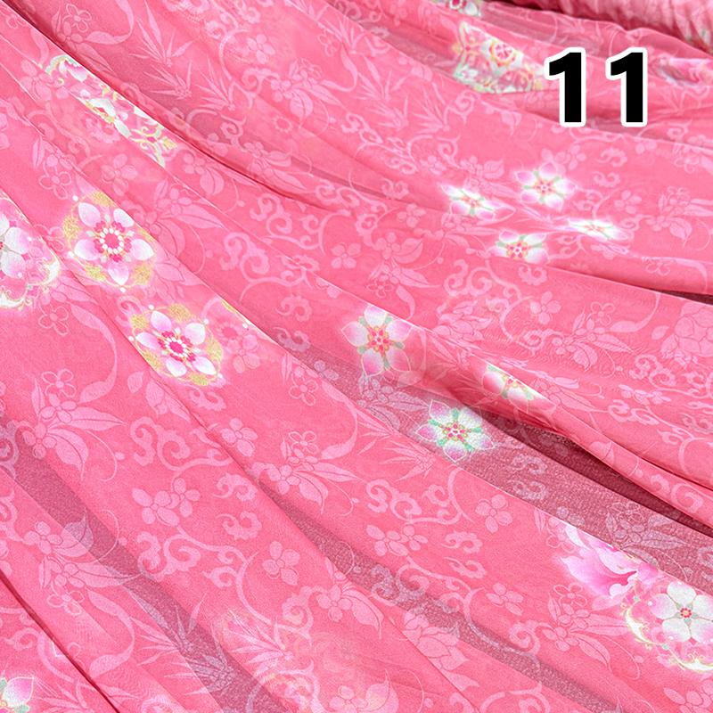 50x150cm Green Chiffon Fabric with Flower Print for DIY Ancient Style Hanfu Dress Shirts Doll Sewing Summer Organza Tulle