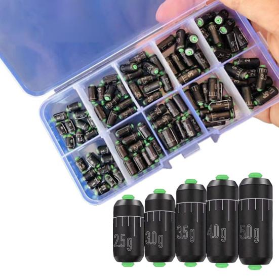 100 Pcs Fishing Weight Sinkers Down Corner Design Lightweight Good Concealment Unique with Plastic Box Reduce Fish Alertness