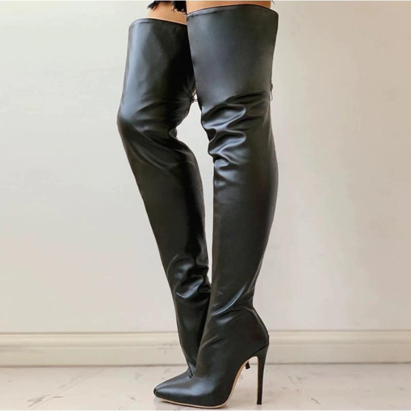 New Style Women's Boots High Heel 11cm Over Knee Boots Large Size 34-43 Back Zipper Personality Boots Zapatos Mujer