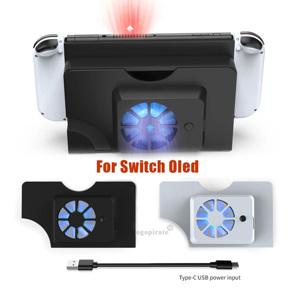 Cooling Fan OLED Accessor for Switch OLED Original Stand Game Console Dock Cooler with LED Fan USB for Nintendo Switch