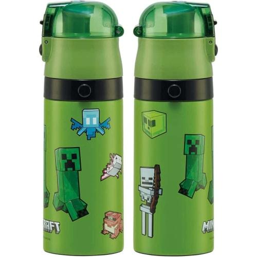 Skater Children's Water Bottle, 2-Way, 420ml (Direct Drinking) or 350ml (Cup Drinking), Minecraft Design, Small Capacity, Stainless Steel, Insulated,