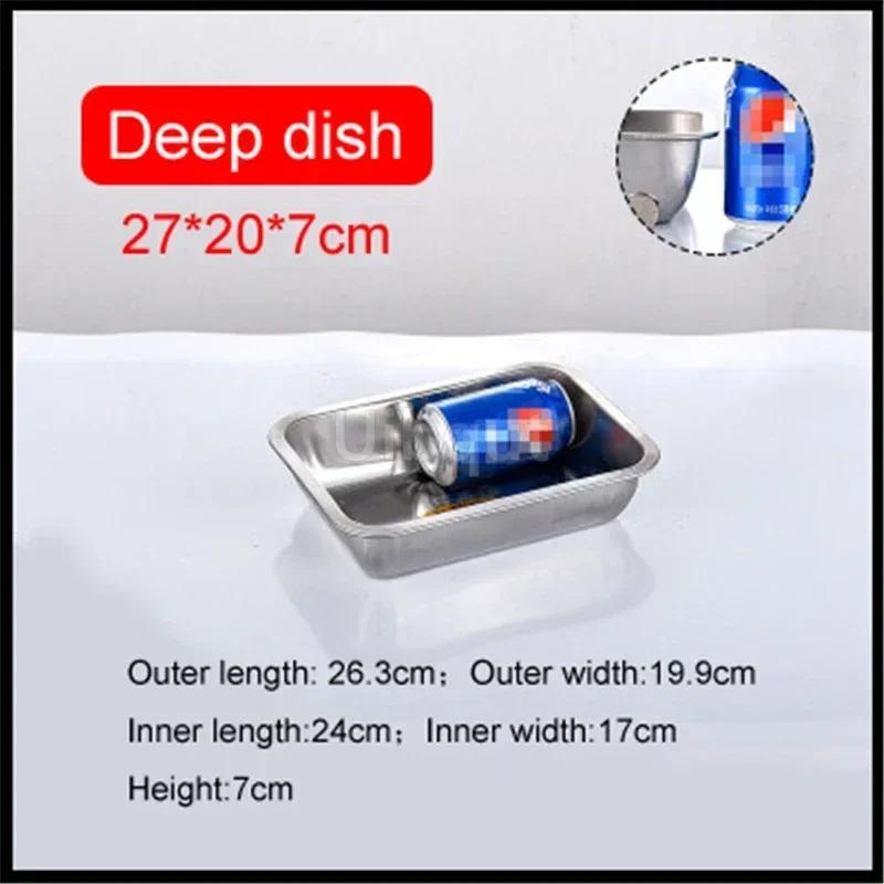 Rectangular Commercial and Household Square Plate Steamed Fish Dish Serving Plate Barbecue Plate Plates Set Stainless Steel Tray
