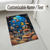 Underwater Coral Paradise Theme Soft Crystal Velvet Rug Custom Name & Text Print Non Slip Floor Rug for Bedroom Living Room