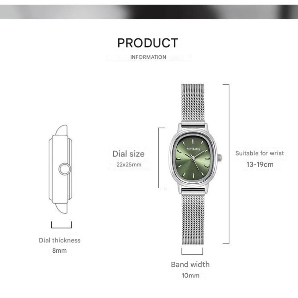 Simple Oval Dial Women's Watch Stainless Steel Green Ladies Wristwatches Purple Quartz Watch Gifts