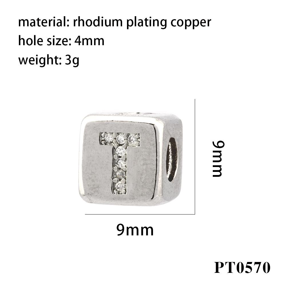 26 Letters Zirconia Inlaid Square Spacer Beads for DIY Bracelets, Necklaces & Pendants